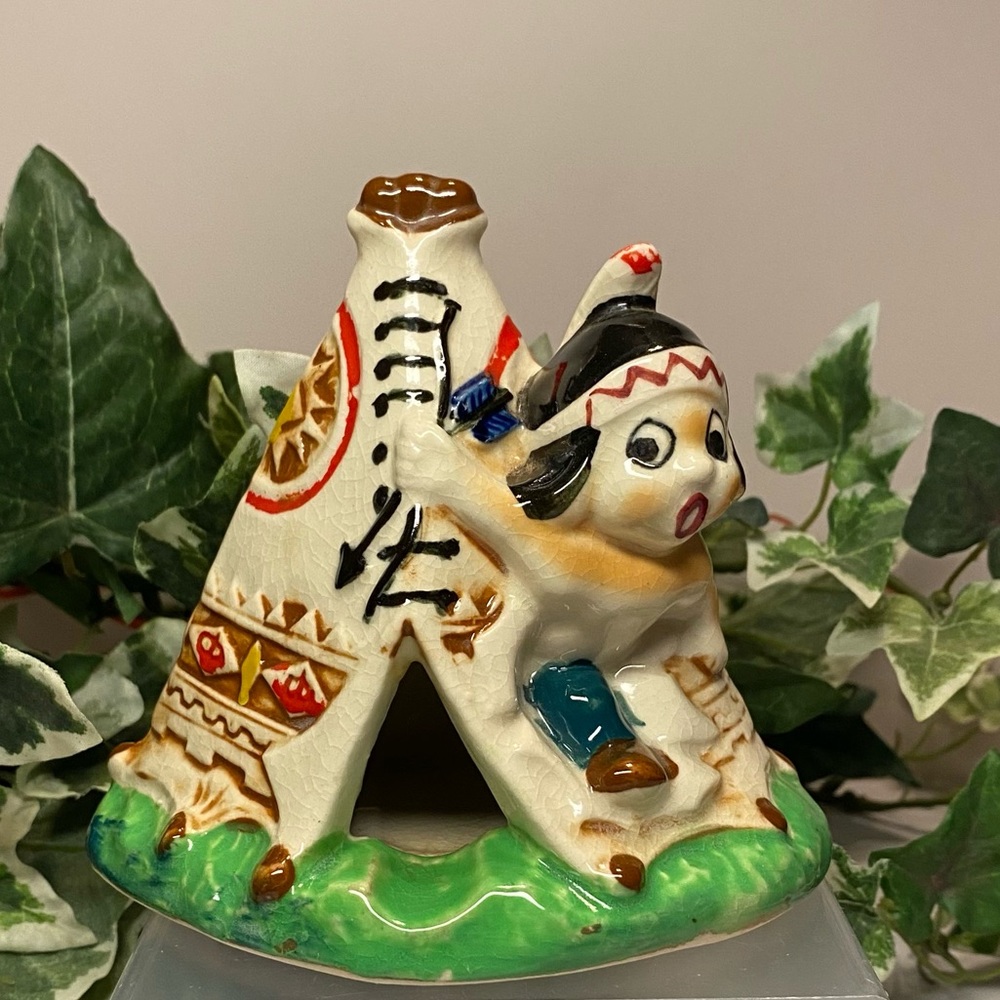 Vintage 1950s Shafford Ceramic Novelty Teepee Ashtray/Incense Burner